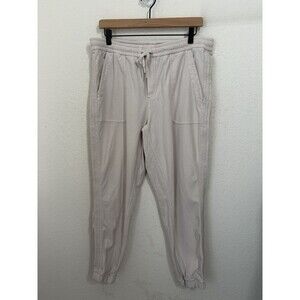 ATHLETA Womens 14 Farallon Jogger Pants Beige Stretch Travel Casual Lounge